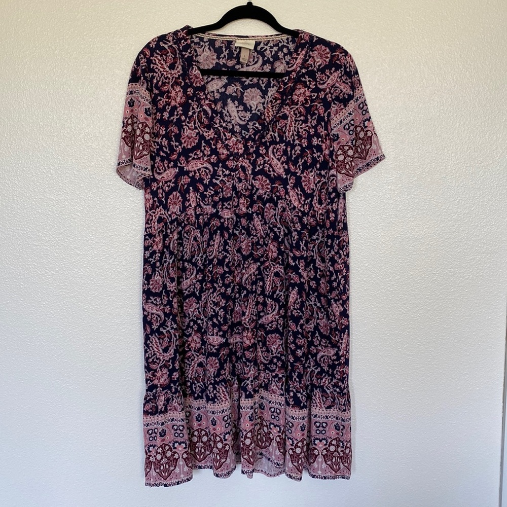 Knox Rose | Boho Size Large Dress Bohemian Pink and Navy